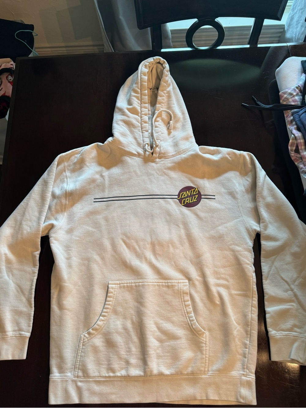 Santa Cruz Skateboards Cream Pullover Hoodie with Logo - P